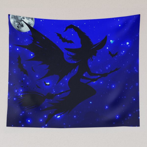 Item preview, flying witch under full moon – dark gothic fantasy  designed and sold by FahdSpaceArt.