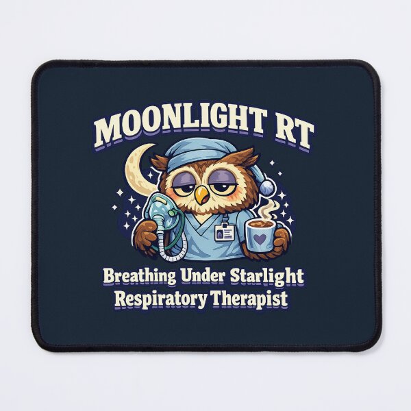 Item preview, Moonlight RT Owl Respiratory Therapist Night Shift Retro Mascot Shirt designed and sold by ClinicalHubs.