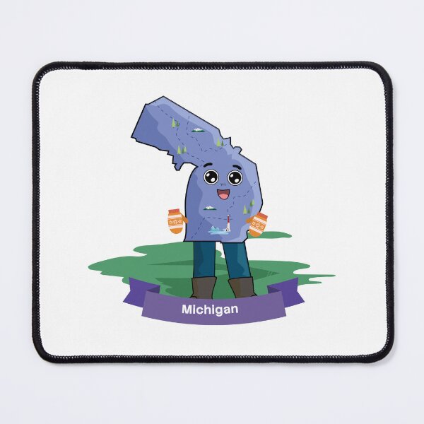 Item preview, Cute Michigan Map Character - Kawaii Great Lakes Lighthouse Keeper Art designed and sold by Travel.Art.