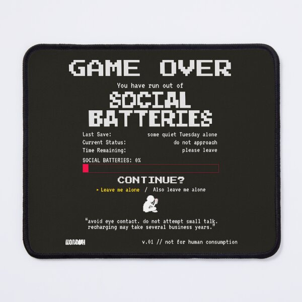 Item preview, GAME OVER Social Batteries 0% - Funny Pixel Art Introvert Sticker Anti Social Gift designed and sold by Wonduh.