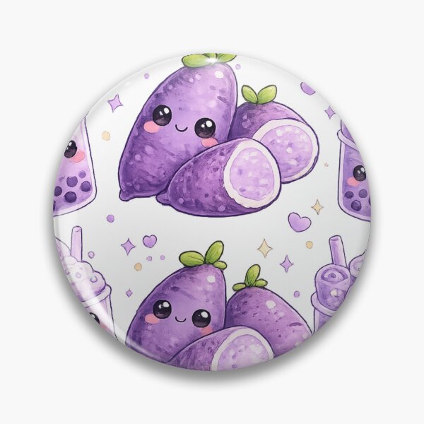Item preview, Purple Ube Kawaii Characters Pattern designed and sold by redsharkuk.