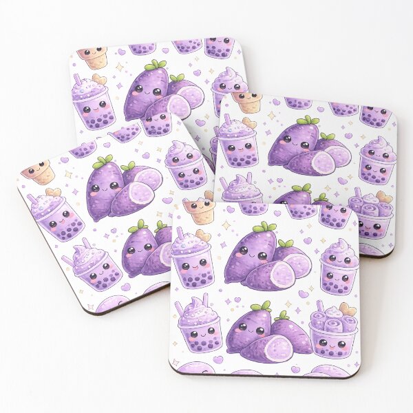 Item preview, Purple Ube Kawaii Characters Pattern designed and sold by redsharkuk.
