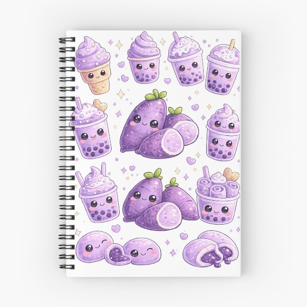 Item preview, Purple Ube Kawaii Characters Pattern designed and sold by redsharkuk.