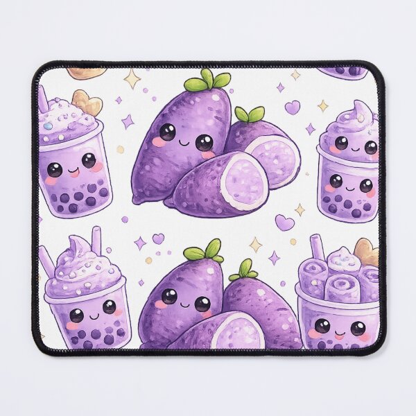 Item preview, Purple Ube Kawaii Characters Pattern designed and sold by redsharkuk.