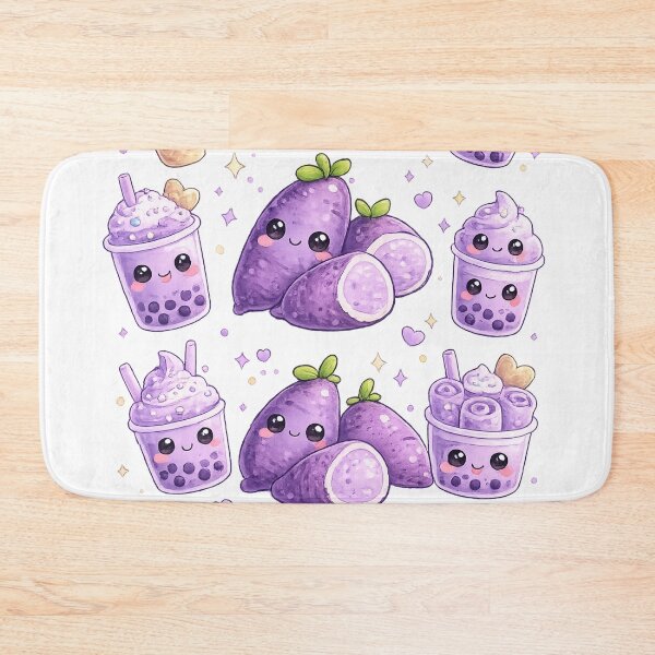 Item preview, Purple Ube Kawaii Characters Pattern designed and sold by redsharkuk.