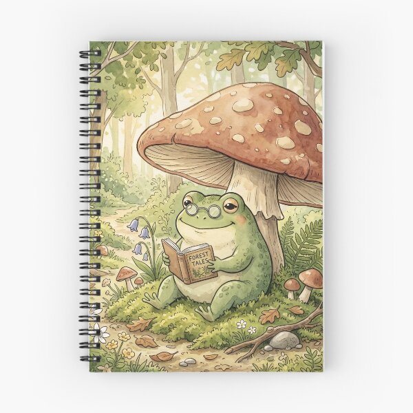 Item preview, Frog Reading Under Mushroom Art Print | Cottagecore Goblincore Cozy Forest Wall Art designed and sold by vaggleTown.