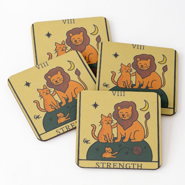 Item preview, Strength Cat Tarot Card - Lion and Kitten Illustration Gift designed and sold by emzportraits.