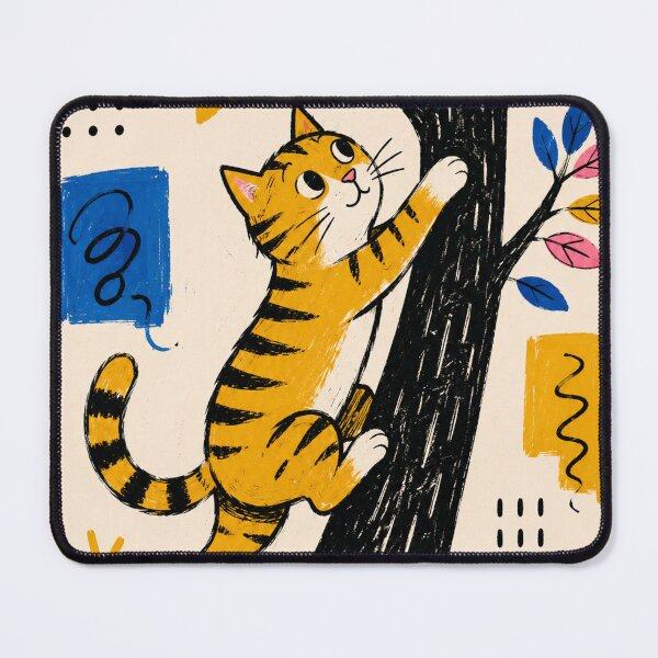 Item preview, Curious Cat Climbing the Colorful Tree designed and sold by DrizzyV.
