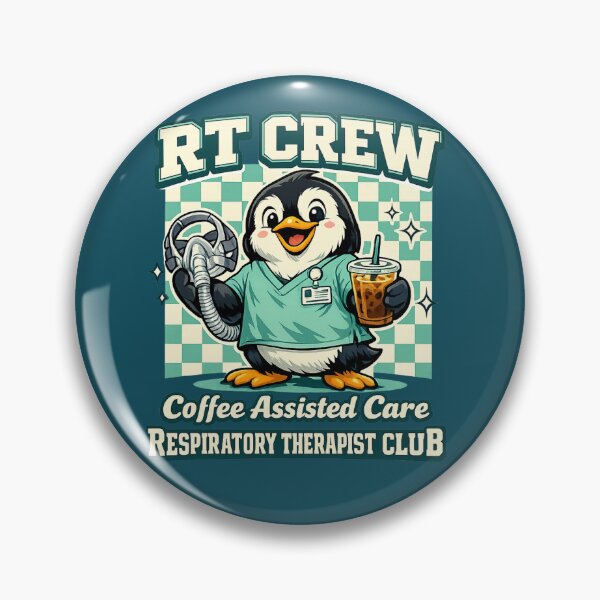 Item preview, Funny Penguin Respiratory Therapist Shirt – RT Crew Coffee Assisted Care Cute Medical Mascot Retro Checkered Graphic Tee designed and sold by ClinicalHubs.