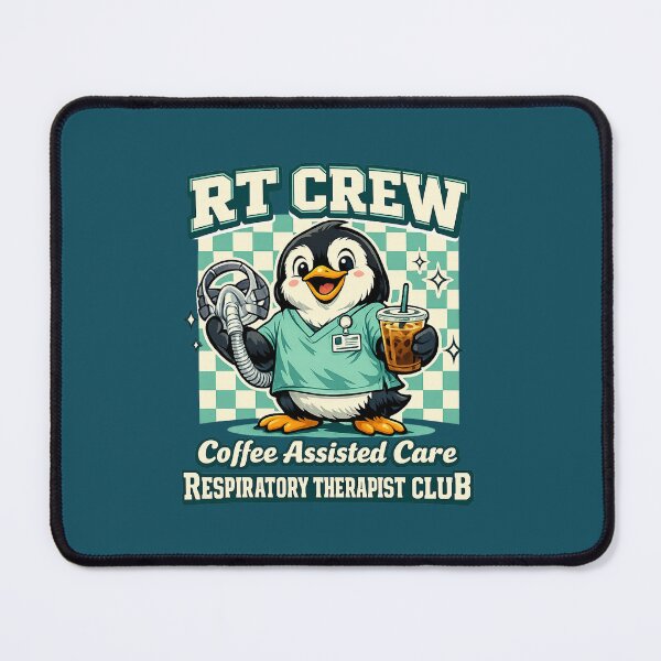 Item preview, Funny Penguin Respiratory Therapist Shirt – RT Crew Coffee Assisted Care Cute Medical Mascot Retro Checkered Graphic Tee designed and sold by ClinicalHubs.