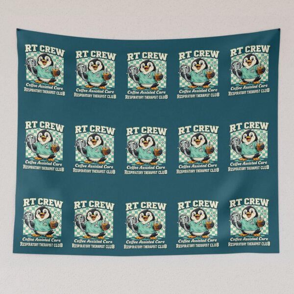 Item preview, Funny Penguin Respiratory Therapist Shirt – RT Crew Coffee Assisted Care Cute Medical Mascot Retro Checkered Graphic Tee designed and sold by ClinicalHubs.