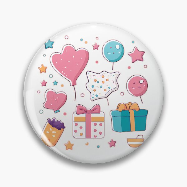 Item preview, Cute Kawaii Birthday Party Sticker Sheet Surprise Gift Balloons Graphic designed and sold by DesignArtist.ia.
