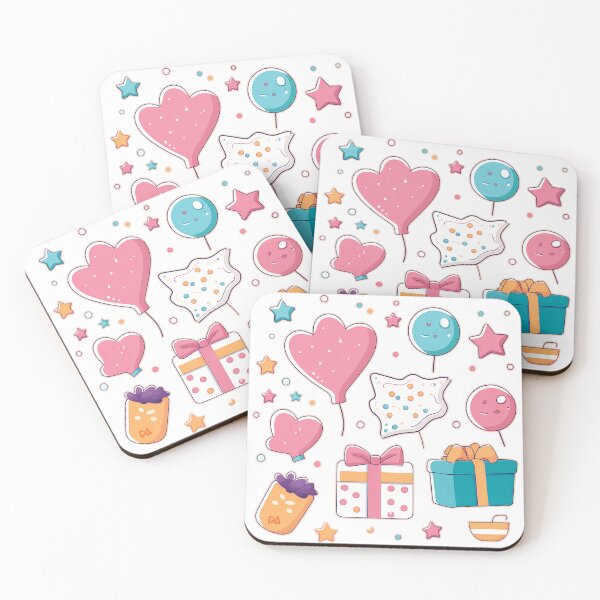 Item preview, Cute Kawaii Birthday Party Sticker Sheet Surprise Gift Balloons Graphic designed and sold by DesignArtist.ia.