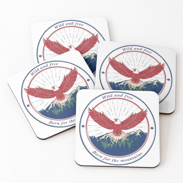 Item preview, Wild and free bald eagle badge patriotic American freedom art print designed and sold by icemanphotos.