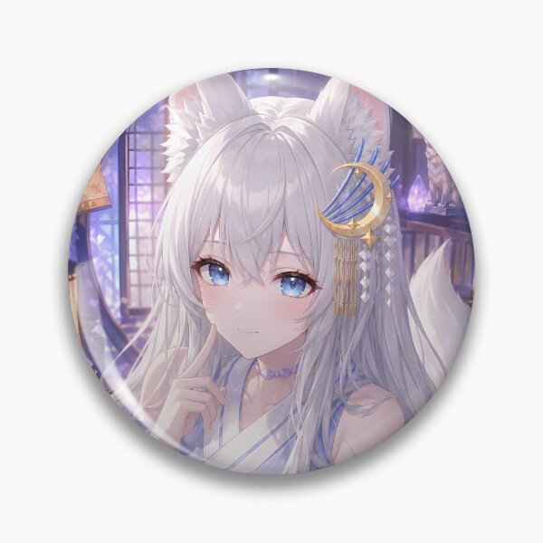 Item preview, Moonlit White Kitsune Anime Girl designed and sold by AmberMoonNotes.