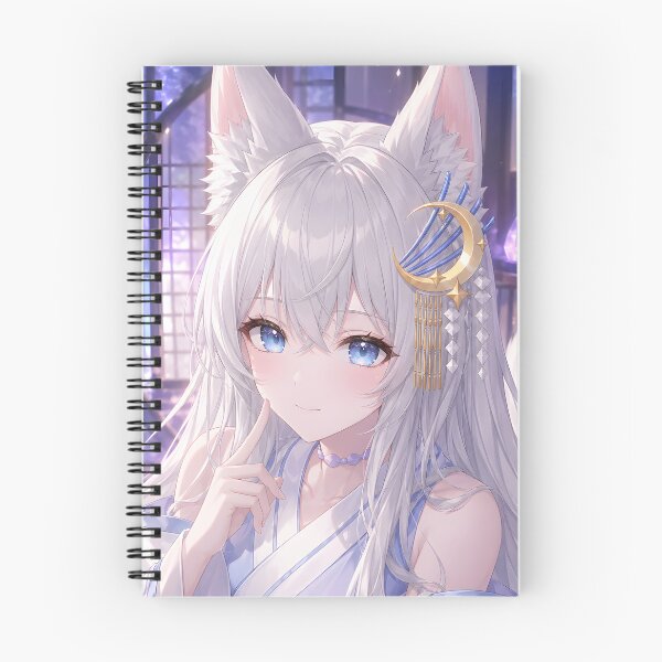 Item preview, Moonlit White Kitsune Anime Girl designed and sold by AmberMoonNotes.