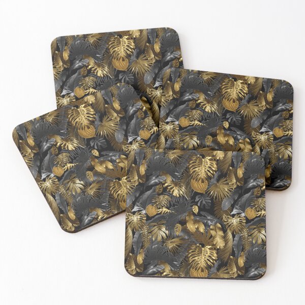 Item preview, Gold Luxury Tropical Leaves - Elegant Black Monstera Pattern designed and sold by FlatInkStudio.