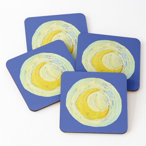 Item preview, Crescent Moon Cutout from The Starry Night – Golden Yellow Brushstroke Detail designed and sold by EmeraldeaArt.