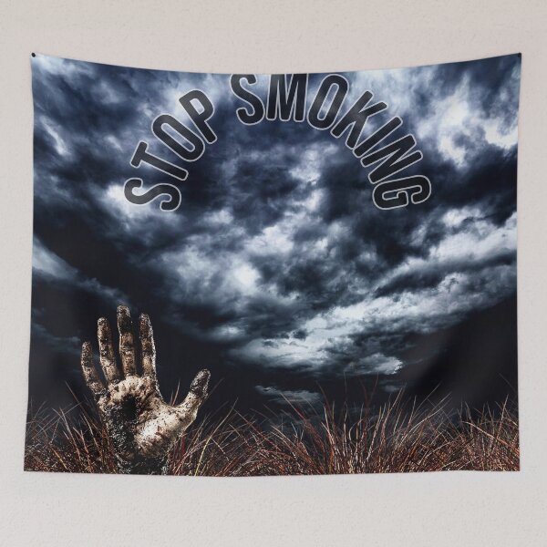 Item preview, STOP SMOKING anti Tobacco poster - Zombie hand rising  designed and sold by FahdSpaceArt.
