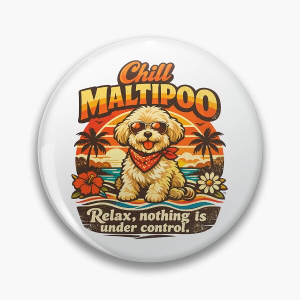 Item preview, Chill Maltipoo Retro 70s Dog Sunset designed and sold by Pineapple-Tree.