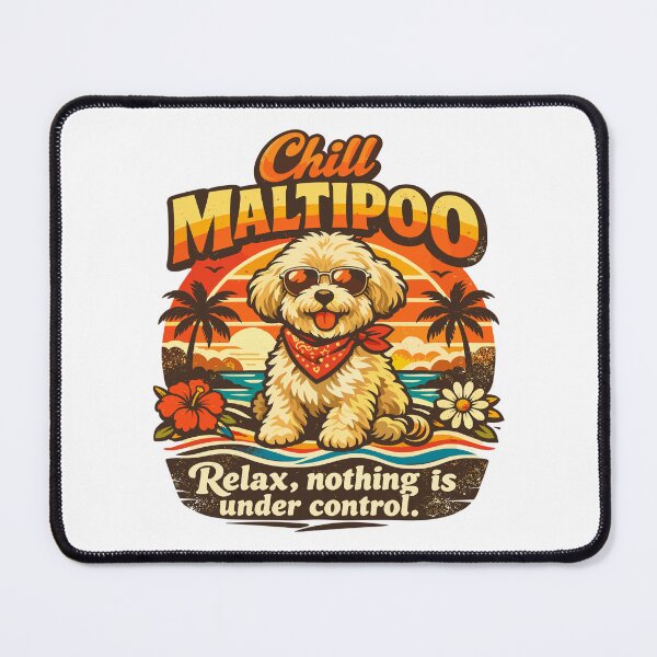 Item preview, Chill Maltipoo Retro 70s Dog Sunset designed and sold by Pineapple-Tree.