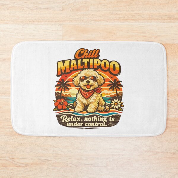 Item preview, Chill Maltipoo Retro 70s Dog Sunset designed and sold by Pineapple-Tree.