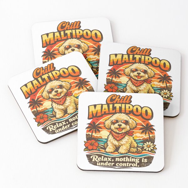 Item preview, Chill Maltipoo Retro 70s Dog Sunset designed and sold by Pineapple-Tree.