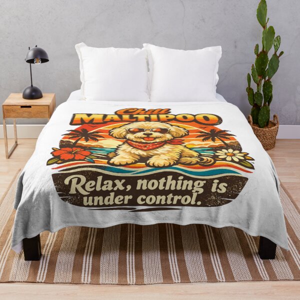 Item preview, Chill Maltipoo Retro 70s Dog Sunset designed and sold by Pineapple-Tree.