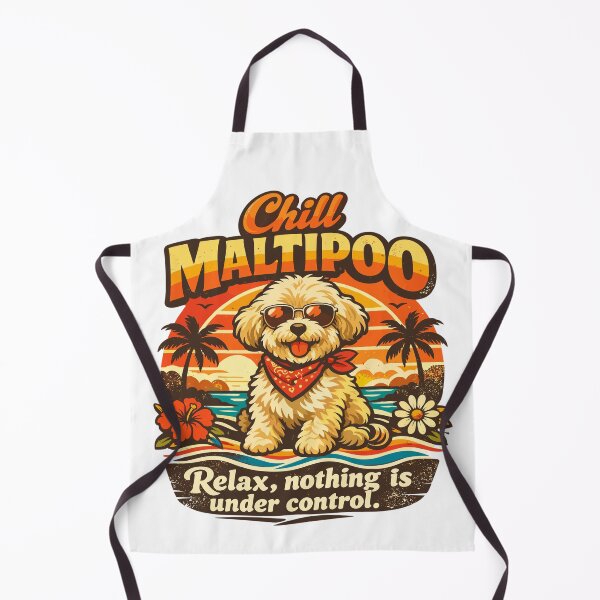Item preview, Chill Maltipoo Retro 70s Dog Sunset designed and sold by Pineapple-Tree.