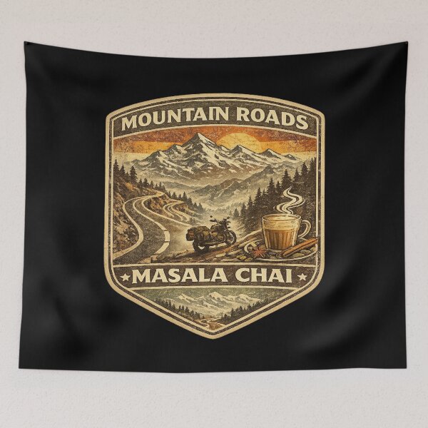 Item preview, Mountain Roads Masala Chai Retro Motorcycle Shirt | Vintage Himalayan Road Trip Biker Design designed and sold by Globalcitytees.