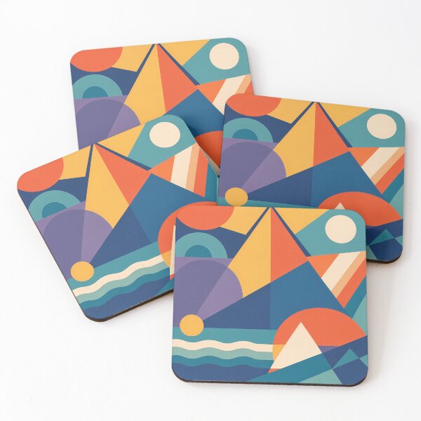 Item preview, Bold Geometric Shape Collage in Teal and Orange designed and sold by InkSmithery.