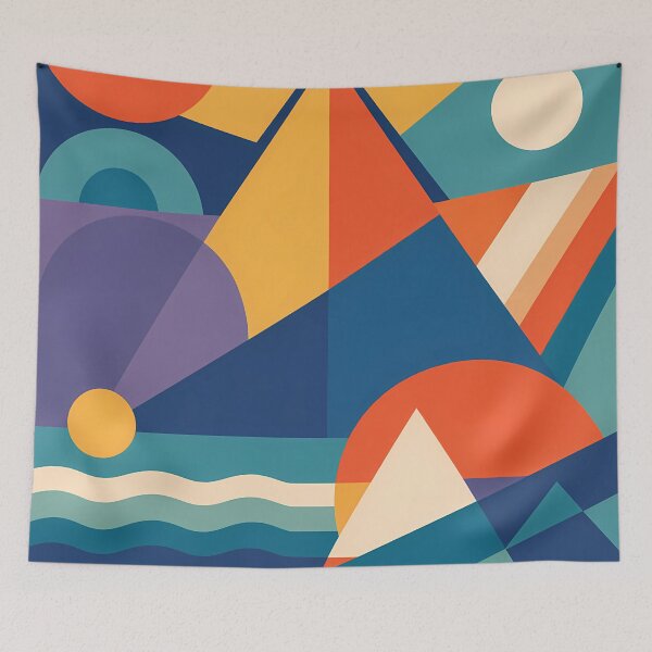 Item preview, Bold Geometric Shape Collage in Teal and Orange designed and sold by InkSmithery.