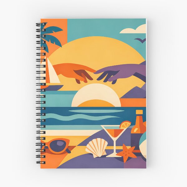 Item preview, Tropical Beach Collage with Sunset Hands and Yacht designed and sold by InkSmithery.