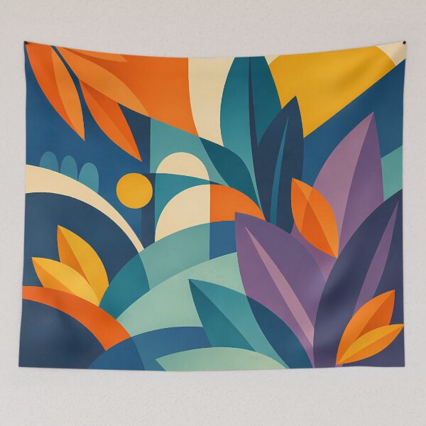 Item preview, Layered Abstract Botanical Leaves in Sunset Colours designed and sold by InkSmithery.