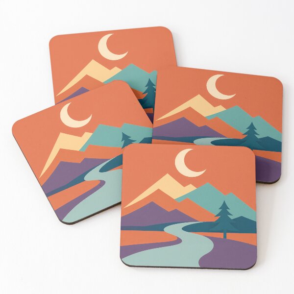 Item preview, Crescent Moon Over Geometric Mountains designed and sold by InkSmithery.