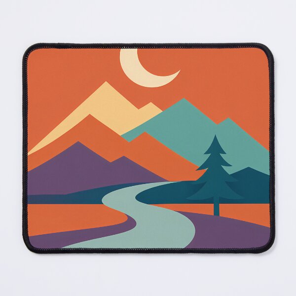 Item preview, Crescent Moon Over Geometric Mountains designed and sold by InkSmithery.
