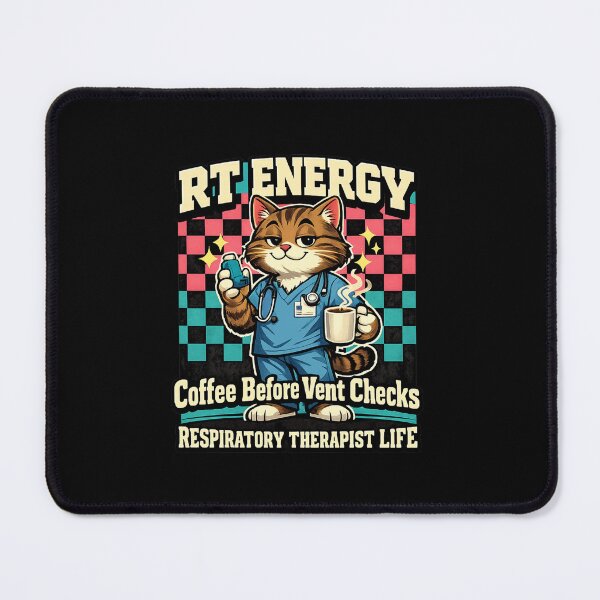 Item preview, Funny Cat Respiratory Therapist Shirt – RT Energy Coffee Before Vent Checks Retro Mascot T-Shirt designed and sold by ClinicalHubs.