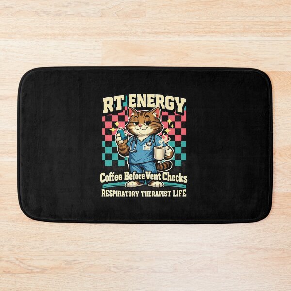 Item preview, Funny Cat Respiratory Therapist Shirt – RT Energy Coffee Before Vent Checks Retro Mascot T-Shirt designed and sold by ClinicalHubs.
