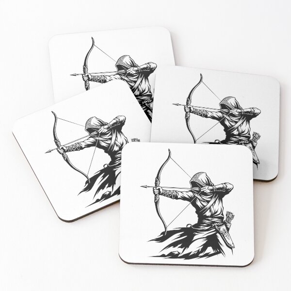 Item preview, Hooded Archer Dark Fantasy Warrior Bow Arrow Art Print designed and sold by CrystalMineArts.