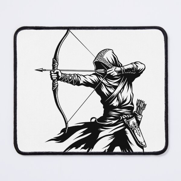Item preview, Hooded Archer Dark Fantasy Warrior Bow Arrow Art Print designed and sold by CrystalMineArts.