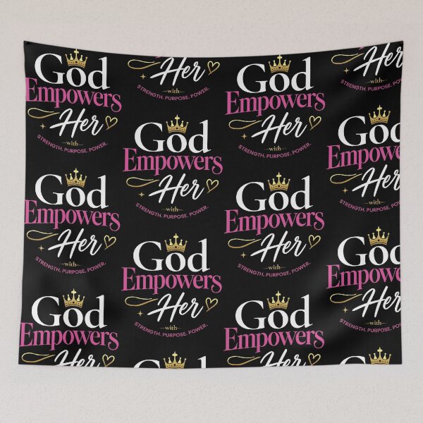 Item preview, God Empowers Her Christian Faith Women Empowerment Inspirational Quote designed and sold by KAWKAW-DRHM.