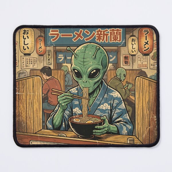 Item preview, Alien Earth Tour: Ramen Shop - Funny Japanese Food Art designed and sold by HornbillDesign.