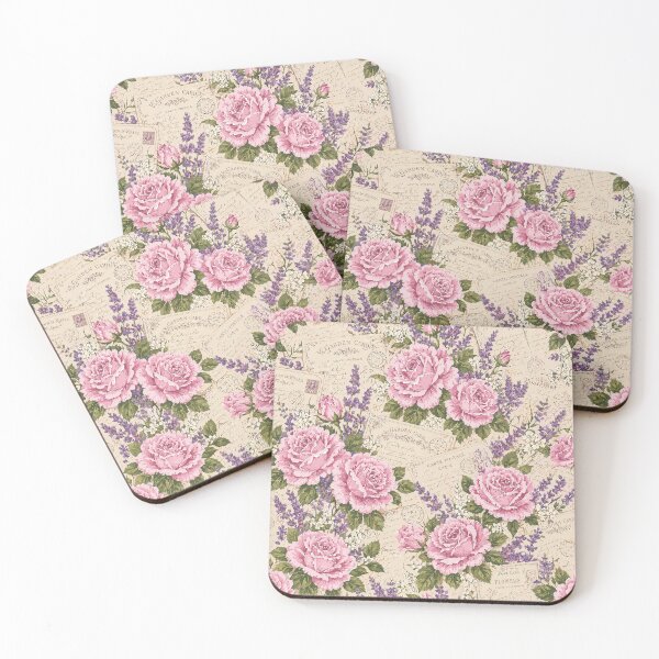 Item preview, Vintage Pink Roses and Lavender - Antique Shabby Chic Botanical Pattern designed and sold by FlatInkStudio.