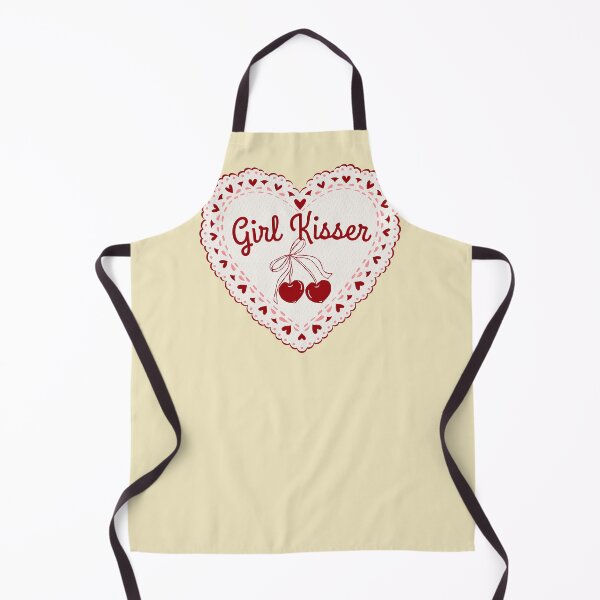 Aperçu de l'œuvre Napperon vintage mignon et girly en forme de cœur, baiser lesbien créée et vendue par TackyTime.