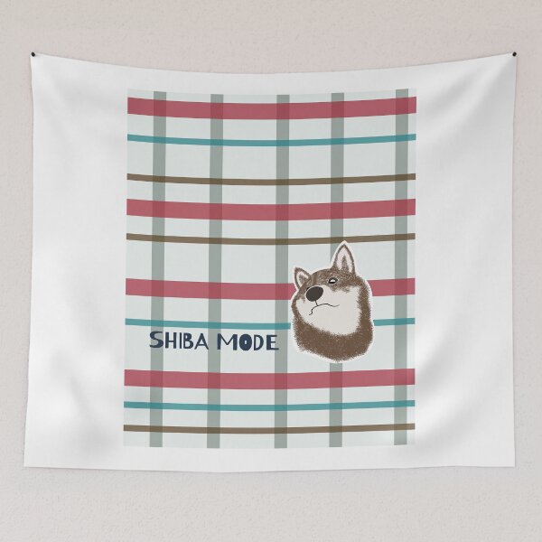 Item preview, Red plaid with sesame Shiba Inu designed and sold by ShibaCruise-On.