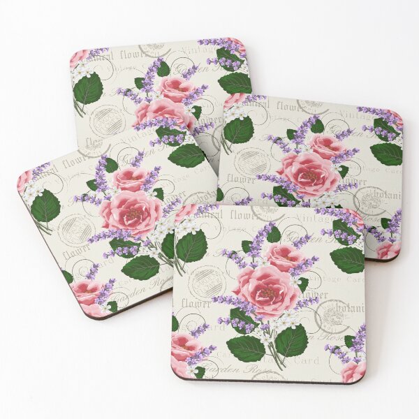 Item preview, Vintage Pink Roses and Lavender - Antique Shabby Chic Botanical Pattern designed and sold by FlatInkStudio.