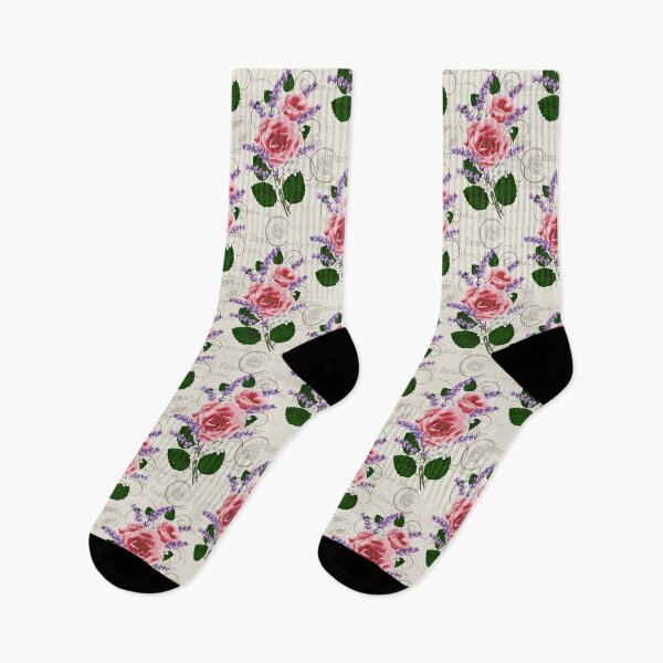 Item preview, Vintage Pink Roses and Lavender - Antique Shabby Chic Botanical Pattern designed and sold by FlatInkStudio.