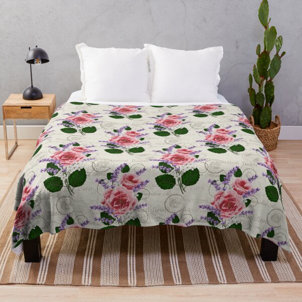 Item preview, Vintage Pink Roses and Lavender - Antique Shabby Chic Botanical Pattern designed and sold by FlatInkStudio.