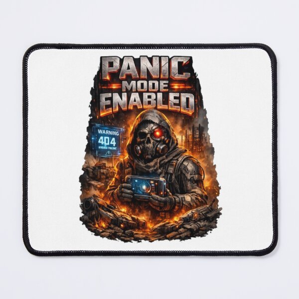 Item preview, PANIC MODE ENABLED – Cyberpunk Horror Soldier Sticker Design designed and sold by THAMIM REALITY 2.0.