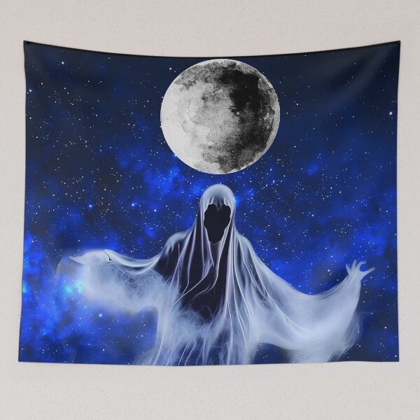 Item preview, ethereal white specter under moon - dark cosmic fantasy art  designed and sold by FahdSpaceArt.